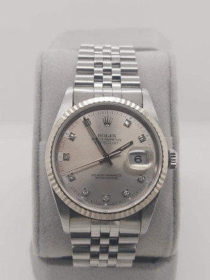 1994 Rolex Oyster Perpetual Date Just Diamond Dial | 36 mm 18K White Gold Fluted