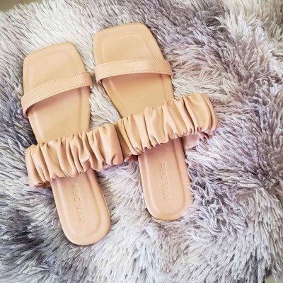 Flat scrunchie sandals High Quality