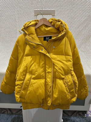 Authentic Zara TRF Yellow Puffer Jacket Hoodie