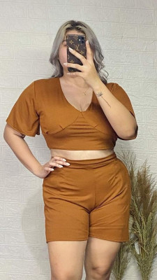 NEW IN PLUS SIZE COORDS VALYN COORD SHORTS WITH SIDE POCKET P340RT FIT XL XXL