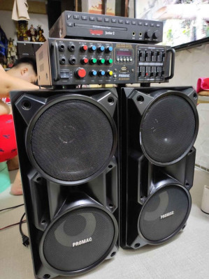 Speaker with videoke and amplifier