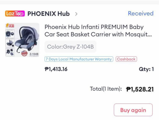 Infant Car Seat / Carrier With Mosquito Net