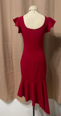 Classy Red Asymmetrical Dress