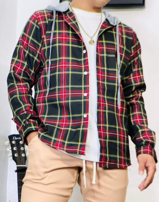 Best Selling Checkered Hoodie Polo Korean Style Long Sleeve - COD or GCASH