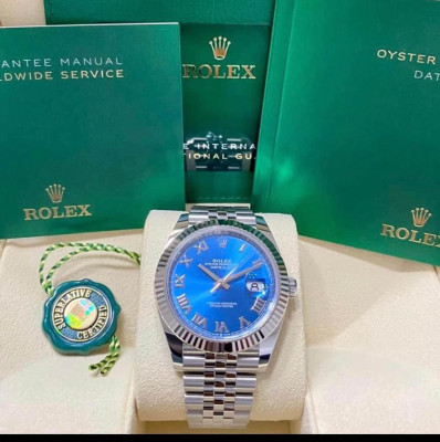 2023 Brand New Rolex Datejust 41 Azzurro Blue Roman Dial