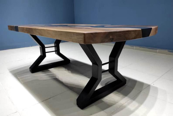 Translucent Black Epoxy Resin River Table