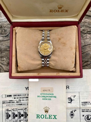 ROLEX Lady Datejust Champagne Diamond Steel & Gold Jubilee