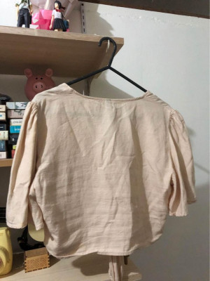 Zara Linen Bell Sleeve Top/blouse