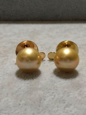 Jewelmer 14 mm Champagne South Sea Pearl Earrings