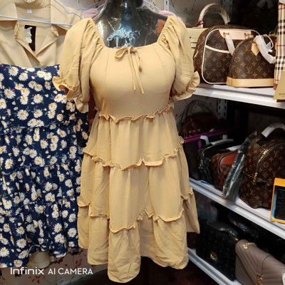 Padded Puff Sleeve Dress