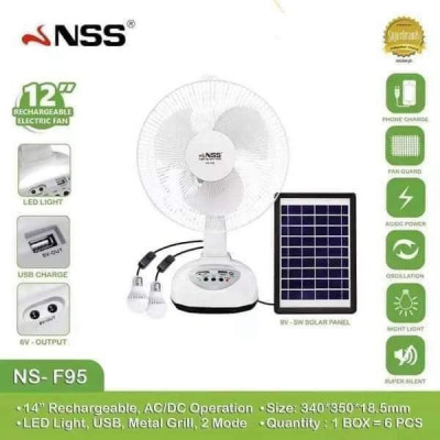 Solar desk fan with 2 bulbs