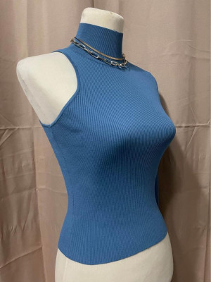 Zara Turtle Neck One Shoulder Knit Top