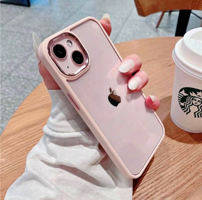 Iphone case with metallic lens for Iphone 13 12 11 series (BLUSH PINK)