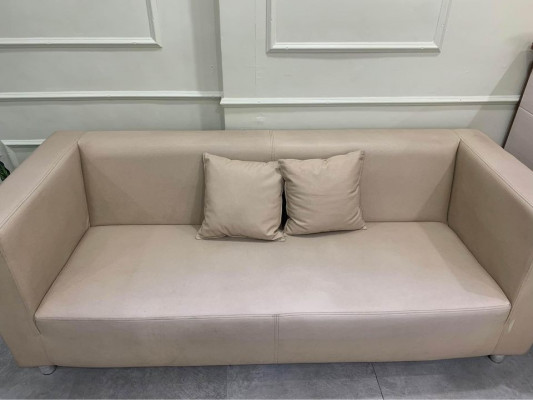 3-seater Mandaue Foam Sofa (DIEGO) in beige leather