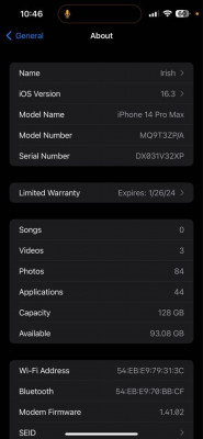 Iphone 14 Promax 128GB (2weeks Old Only) Globe Locked
