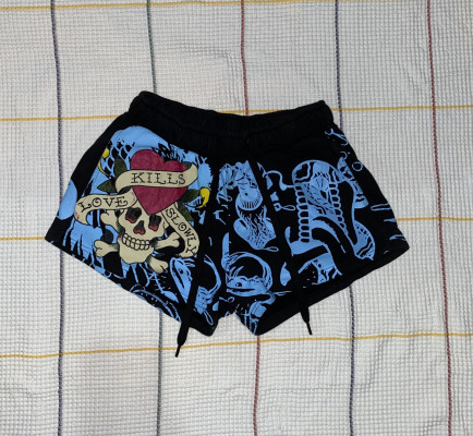 EDHARDY NYC SKULL FLEECE SWEATSHORT
