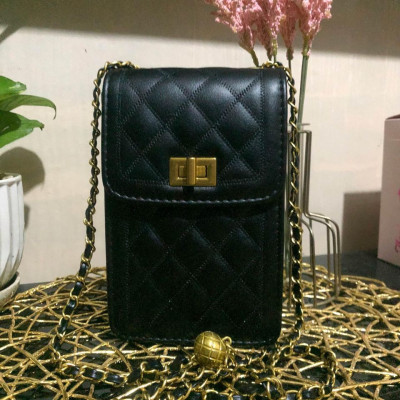 Black Quilted Chain Sling Bag