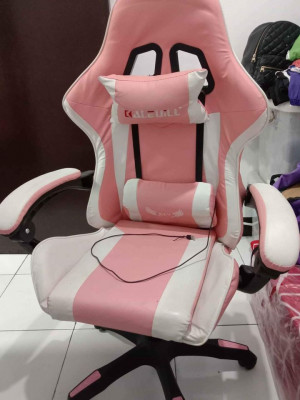 Pink Gaming Chair with Massager