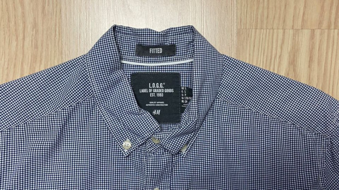 H&M Checkered Button Long Sleeve Polo