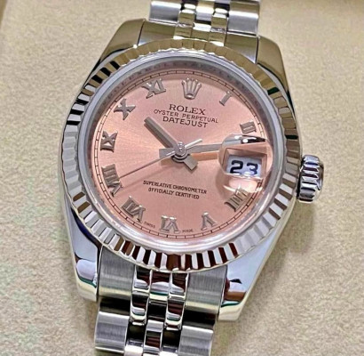 Rolex Lady Datejust Pink Salmon Roman Dial Oystersteel and White Gold