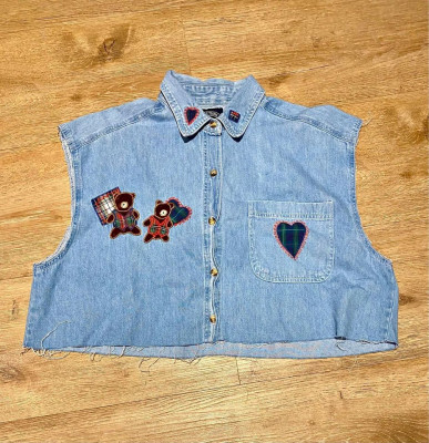 Retro Embroidered Denim Top