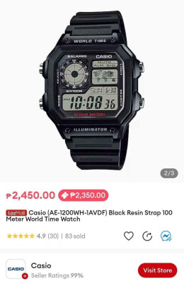 Casio AE 1200 WH Illuminator World Time Wrist Watch