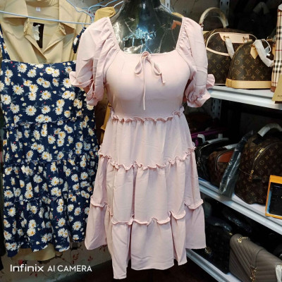 Padded Puff Sleeve Dress