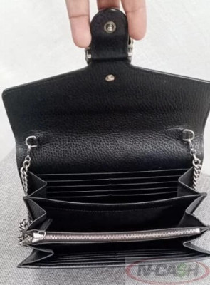 GUCCI Dionysus Black Leather Mini Flap Chain Bag