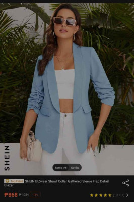 Baby Blue Blazer gartered sleeves