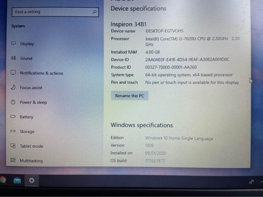 Dell Inspiron i3 7th gen