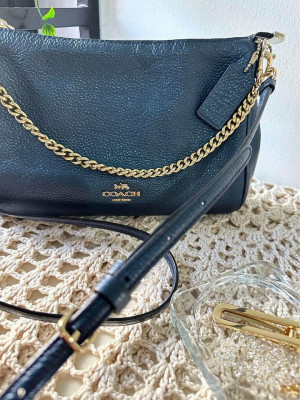 Coach Carrie Crossbody Bag in Blue Metallic Leather