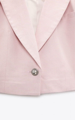 ZARA Textured Cropped Pink Blazer