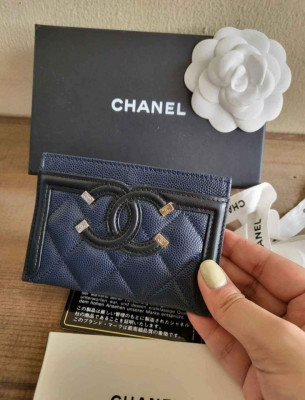Authentic Chanel Caviar Card Holder Wallet