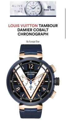 Loius Vuitton Tambour Damier Cobalt Blue and Gold Chronograph