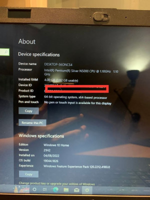 HP 15.6" Laptop Pentium N5000 4GB RAM 500GB HDD with FREE HP B