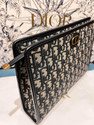 Dior Blue Oblique Jacquard 30 Montaigne Pouch- Brand new