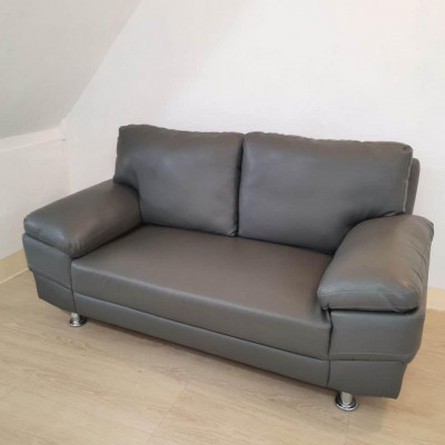 Gray Leatherette Sofa (Uratex foam)