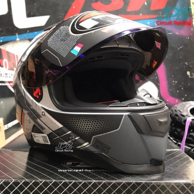 REAL FULL FACE HELMET HARRIER ROBOT SILVER/GREY