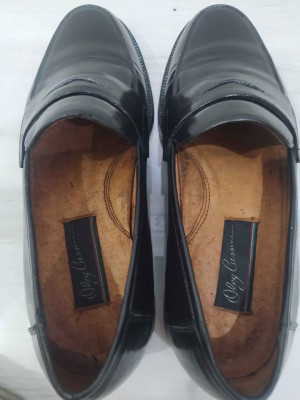 Oleg Cassini Black Leather Loafers Shoes