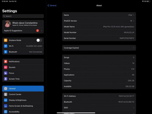 iPad Pro 12.9 (4th Generation) 256 gb