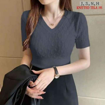 Knitted V Neck Bodycon Blouse