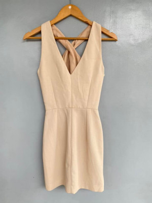 Nude criss cross front dress