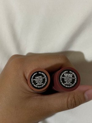 MAC Powder Kiss Lipstick in Toasted and Bow With The Flow