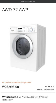 Whirlpool Front Load Dryer 7kg