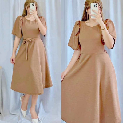 Mocha dress for women with belt