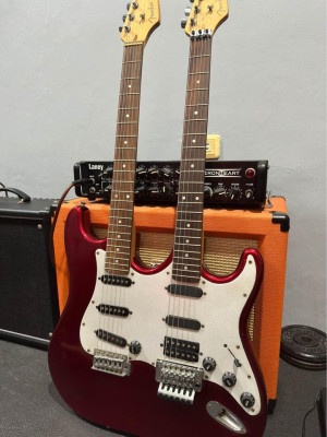 Double neck custom made Fender guitar (Mahogany wood body)