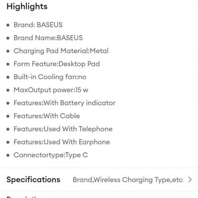 Baseus Black Simple 2in1 Wireless Charger