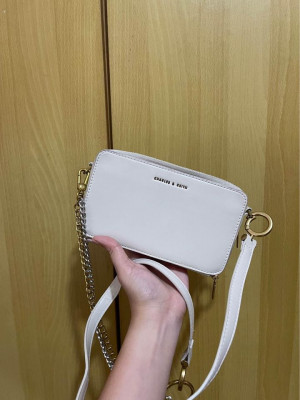 Charles and keith cream body bag