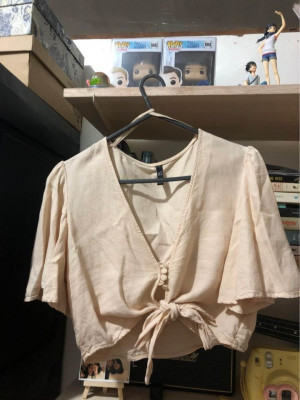 Zara Linen Bell Sleeve Top/blouse