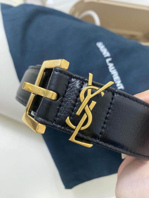 YSL Cassandre Belt with Square Buckle in Smooth Leather